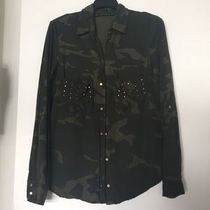 Zara Camouflage Print and Studded Shirt